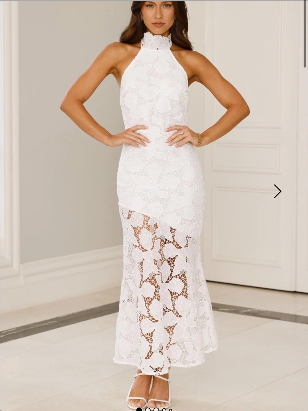 Hello Molly White Lace Halter Maxi Dress